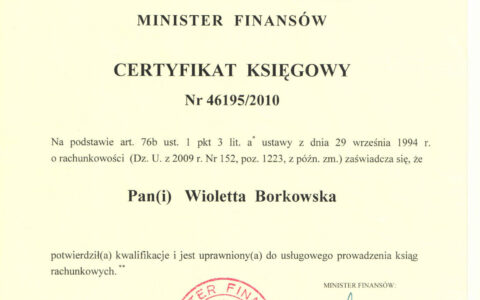 Potwierdzenie kwalifikacji i uprawnień do usługowego prowadzenia ksiąg rachunkowych